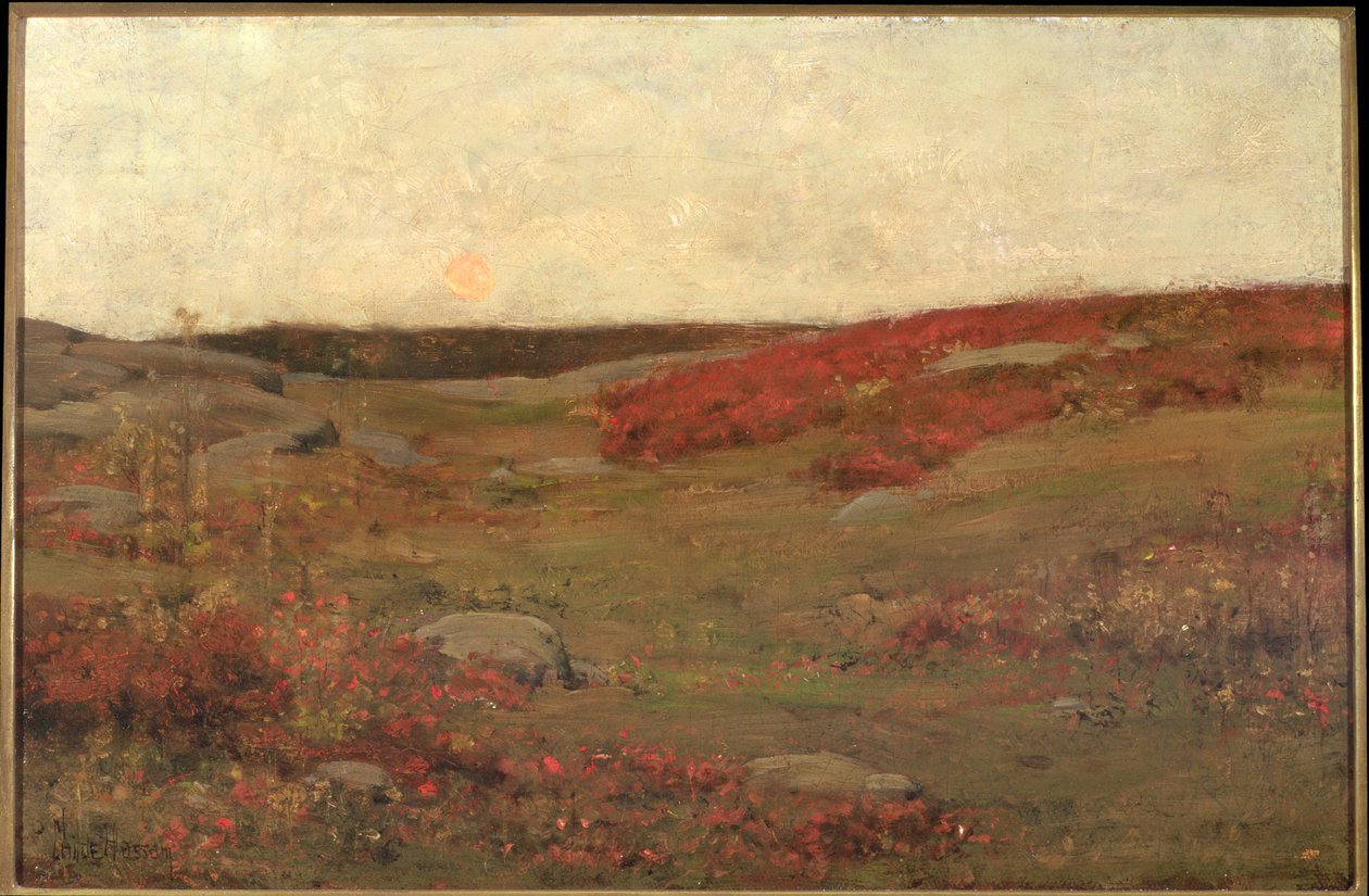 Soloppgang, høst, ca. 1885 (olje på lerret) av Childe Frederick Hassam