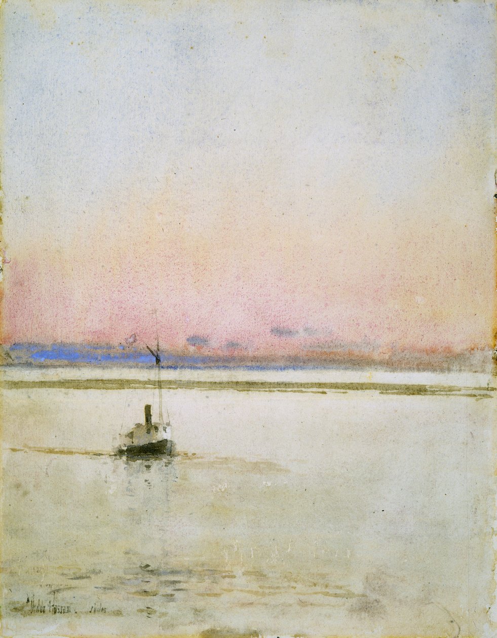 Solnedgang (akvarell på papir) av Childe Frederick Hassam