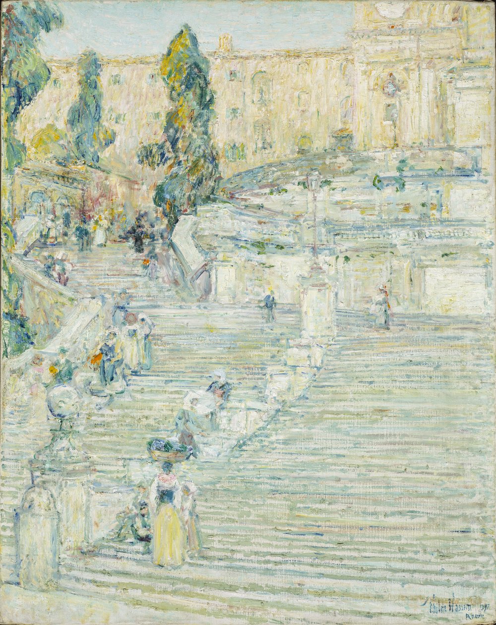 Spansketrappen, Roma av Childe Frederick Hassam