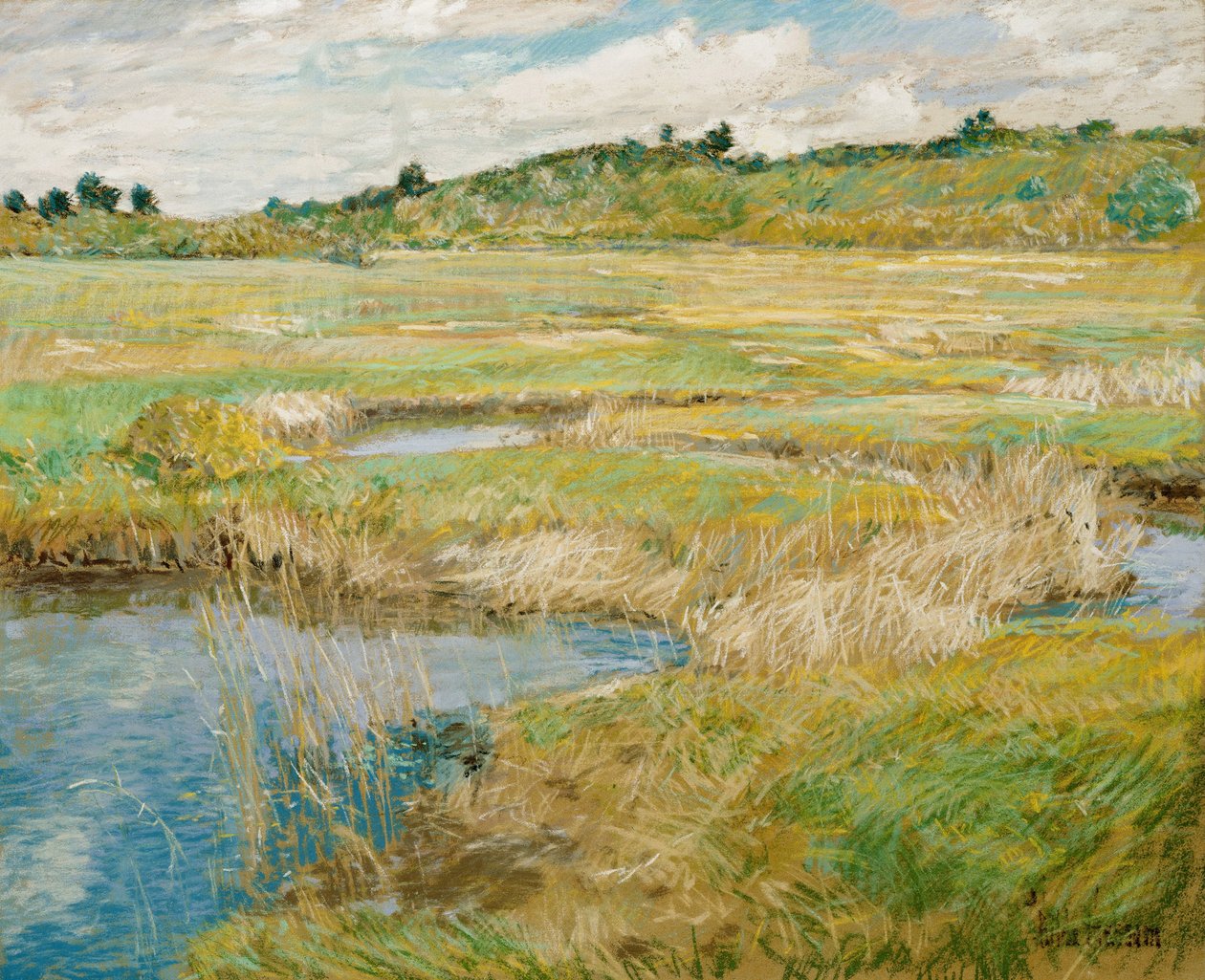 ""prairie a Concord, Massachusetts, Etats Unis"" (The Concord Meadow) Peinture de Childe Hassam (1859-1935) Pastell på lerret vers 1890 Dim 45,7x56,2 cm Nelson-Atkins Museum of Art, Kansas City, Missouri av Childe Frederick Hassam