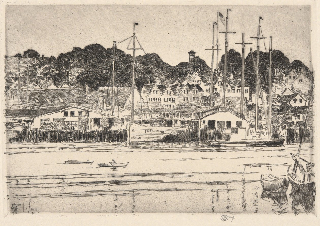 Gloucester, indre havn, 1919 av Childe Hassam