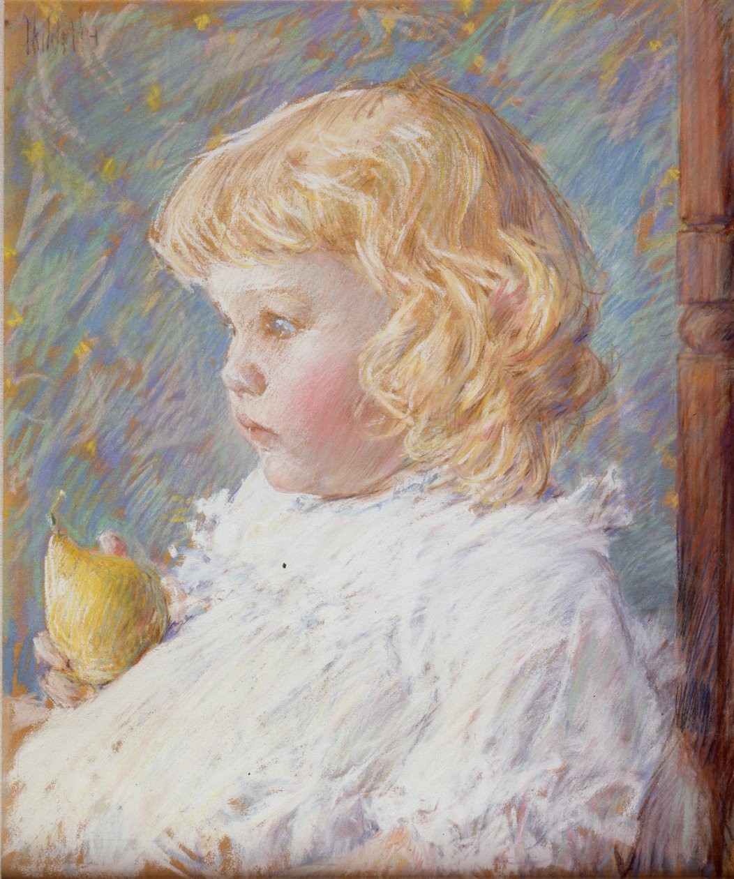 Liten jente med en pære av Childe Hassam
