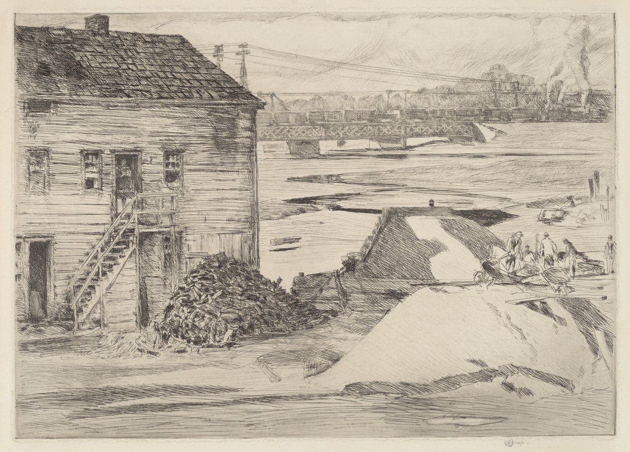 Lavvann, Cos Cob Bridge av Childe Hassam