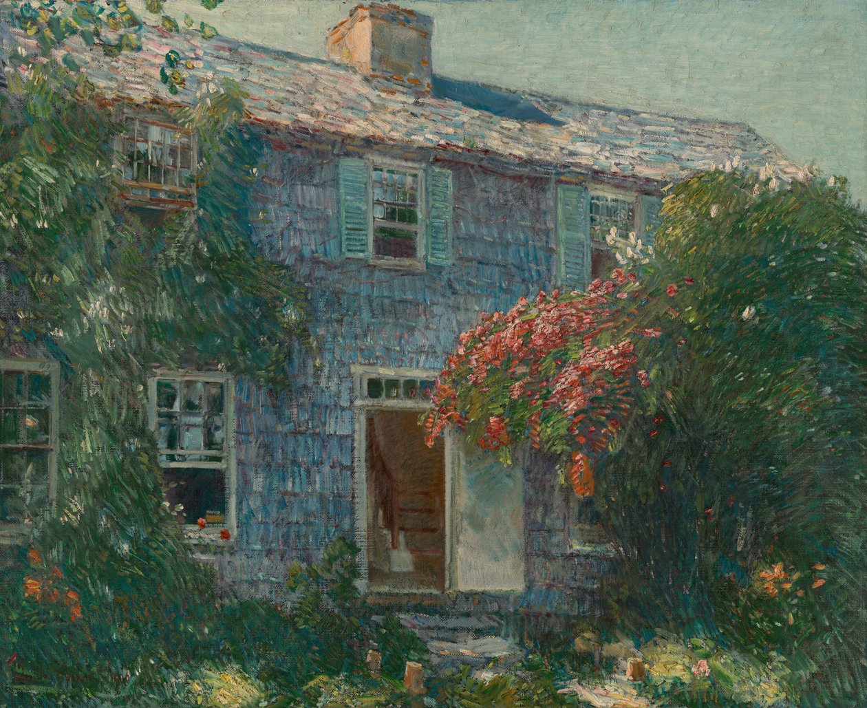 Gammelt hus i East Hampton av Childe Hassam