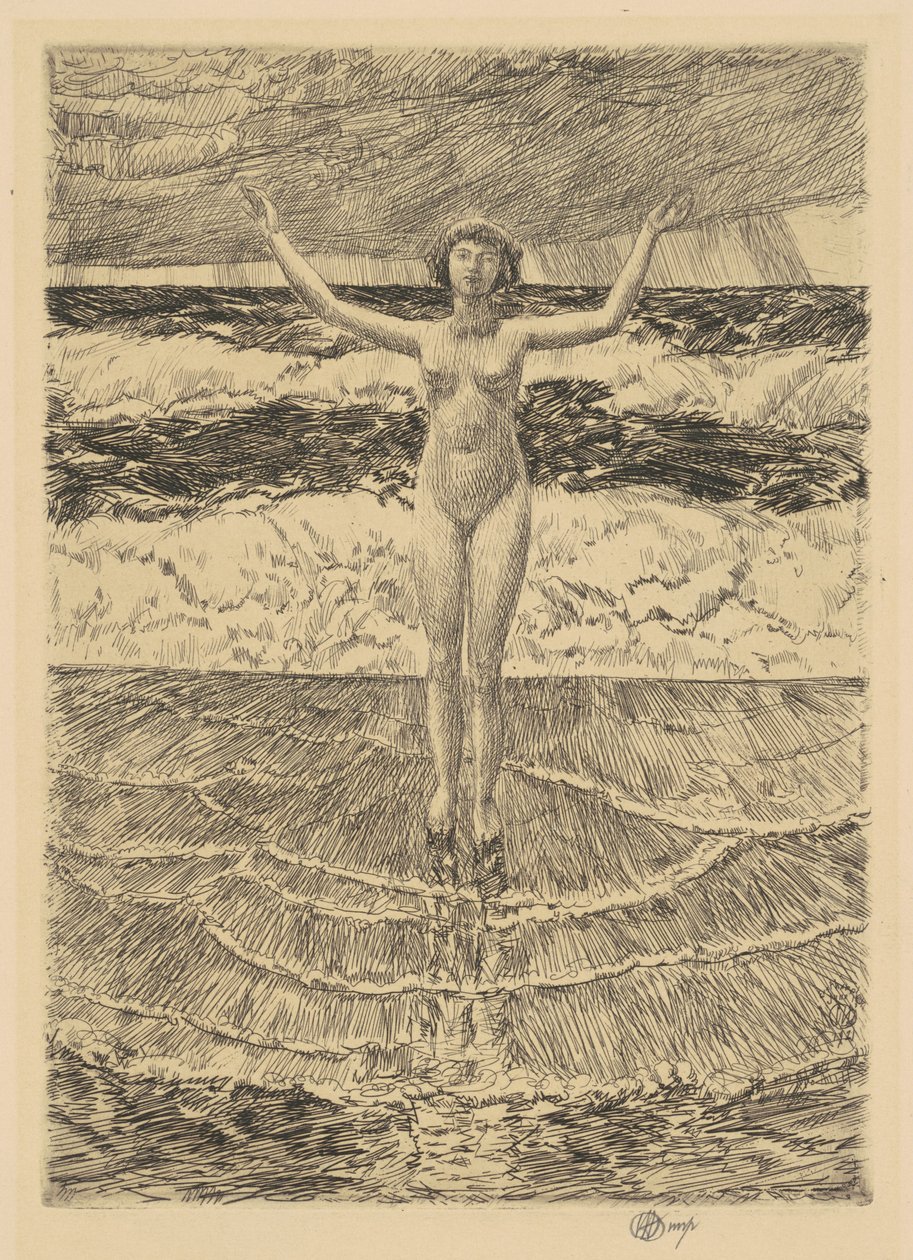 Regndråper og surfing av Childe Hassam