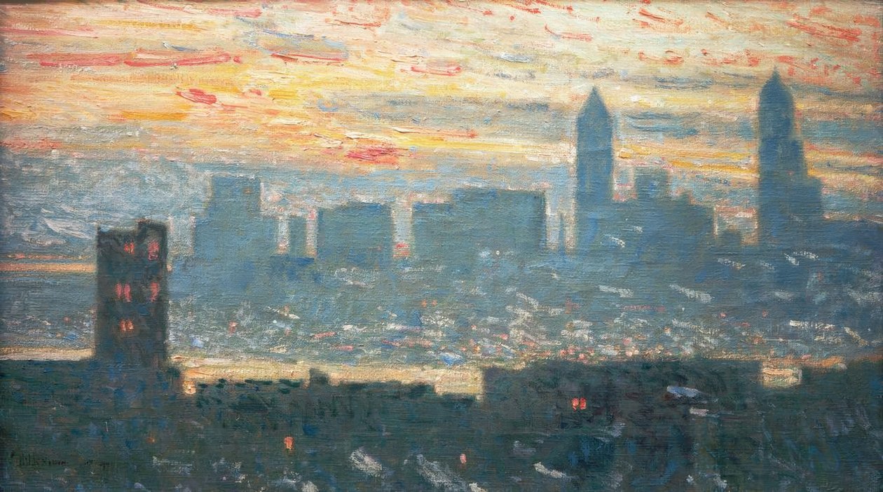 Solnedgang på Manhattan av Childe Hassam