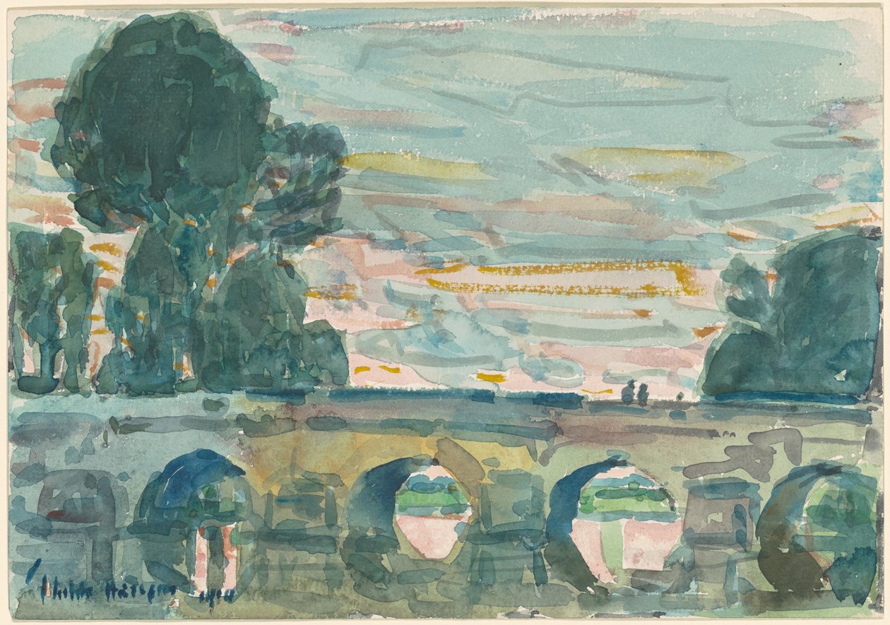 Broen ved Grez [recto] av Childe Hassam
