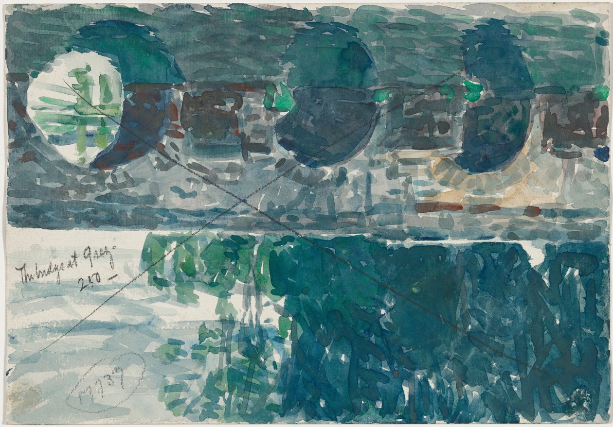 Broen ved Grez [verso] av Childe Hassam