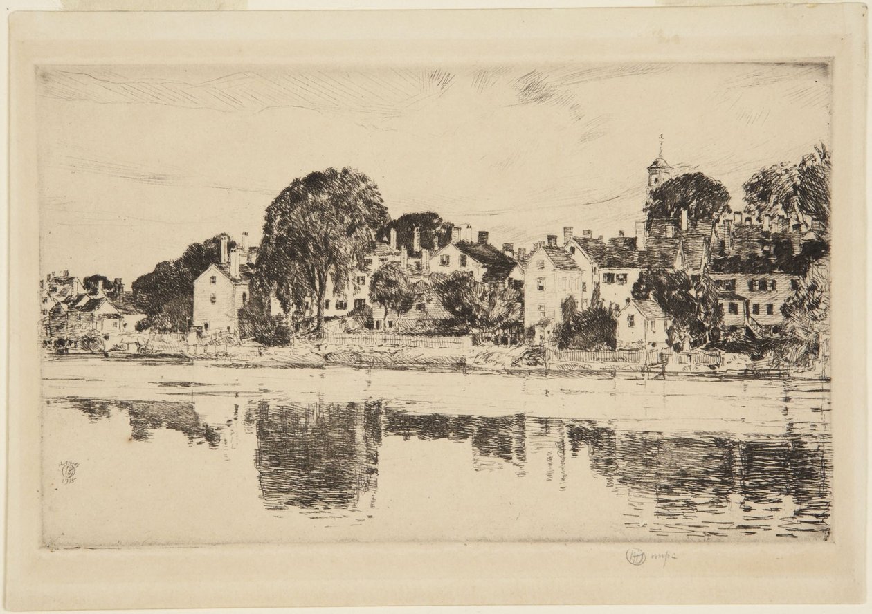 Skorsteinene, Portsmouth, 1915 av Childe Hassam
