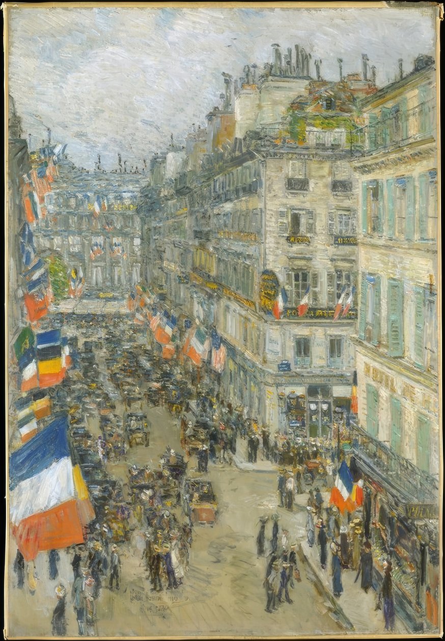 Fjortende juli, Rue Daunou, 1910 av Childe Hassam
