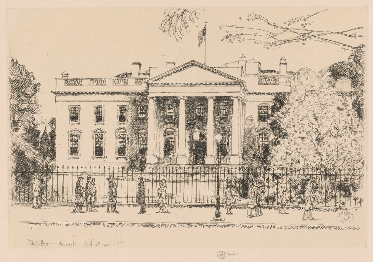 Det hvite hus, Washington, 1925 av Childe Hassam