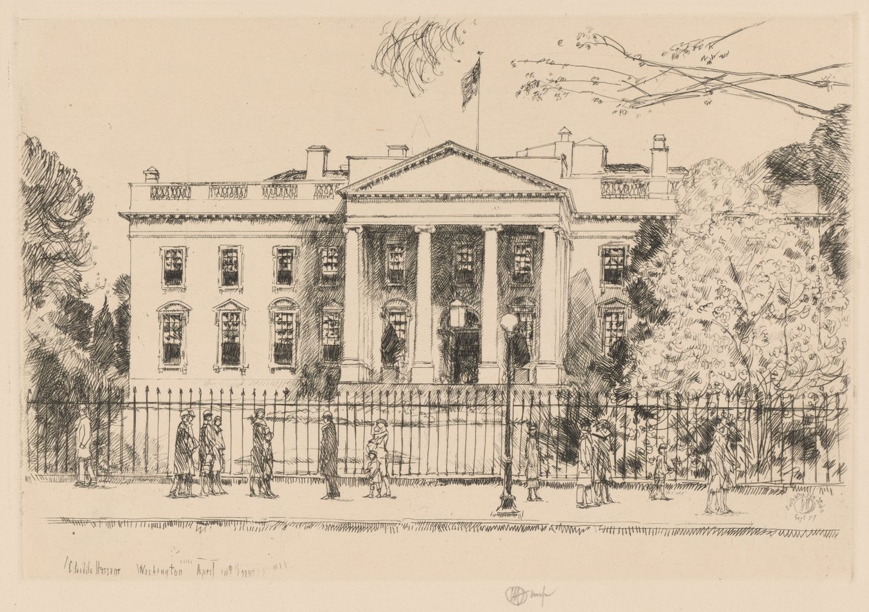 Det hvite hus, Washington, 1925 av Childe Hassam