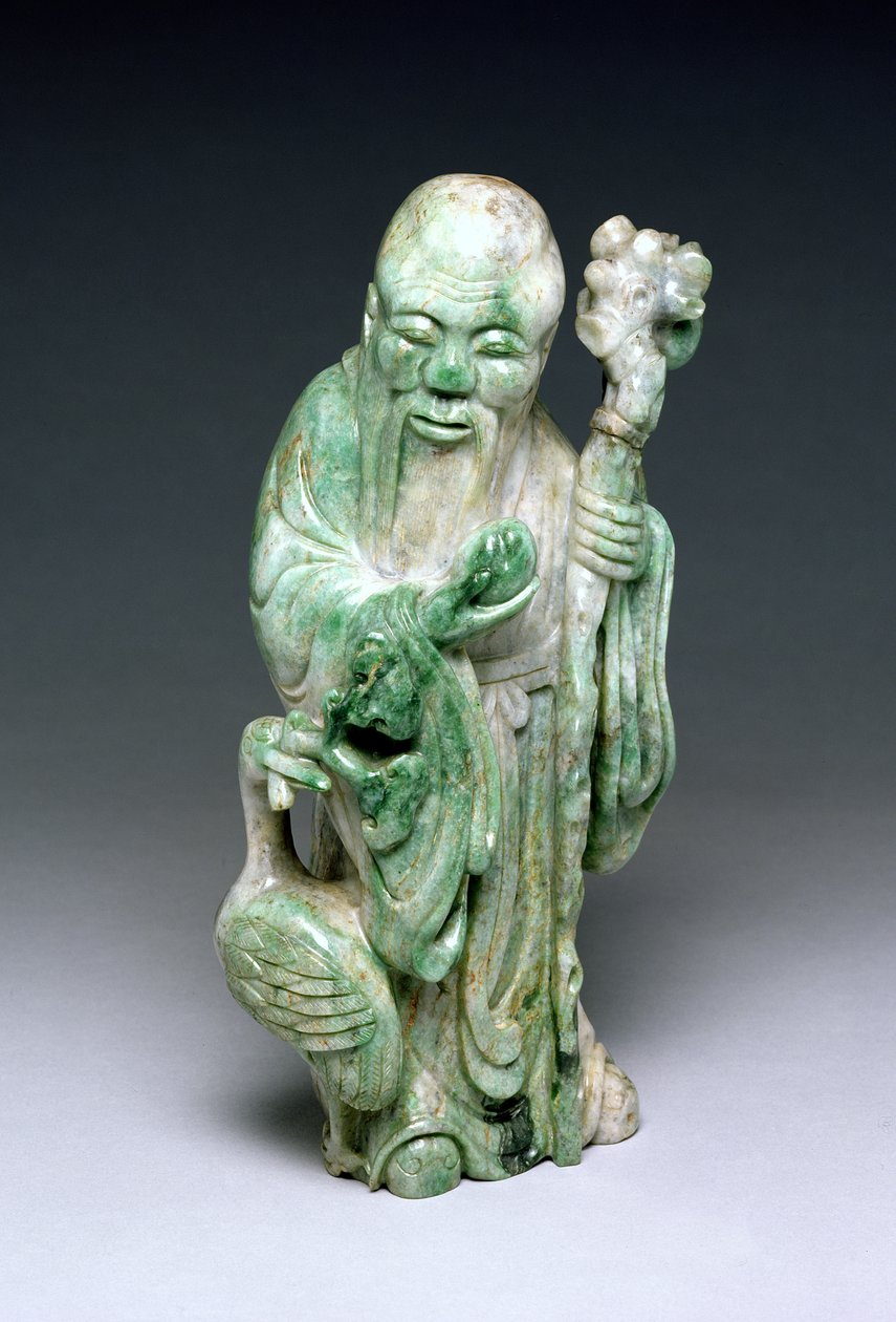 Figur av Shou Lao (jade) av Chinese School