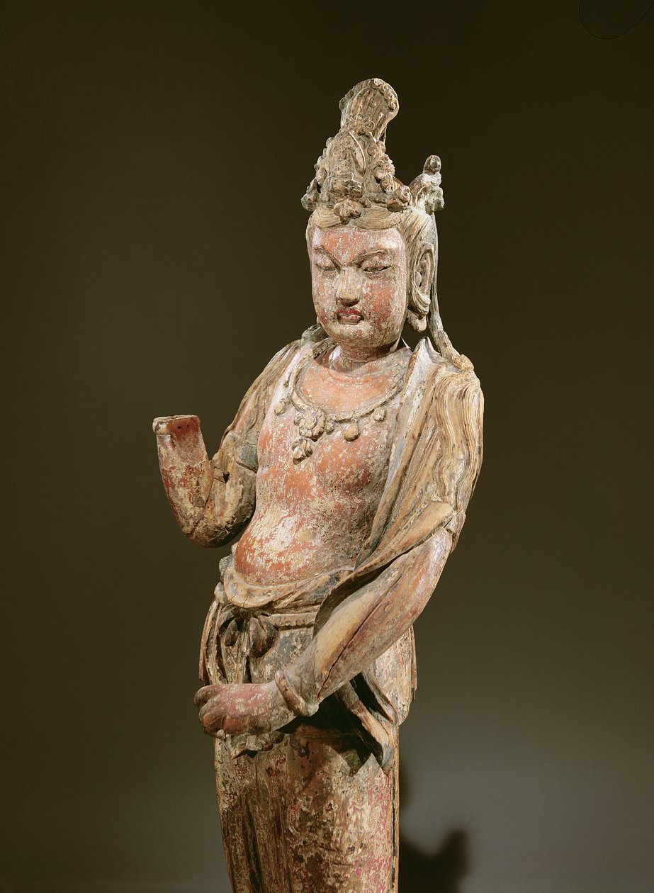 Stående Kuan-yin, Yuan-dynastiet (1206-1368), 1282 (tre) (detalj av 394833) av Chinese School