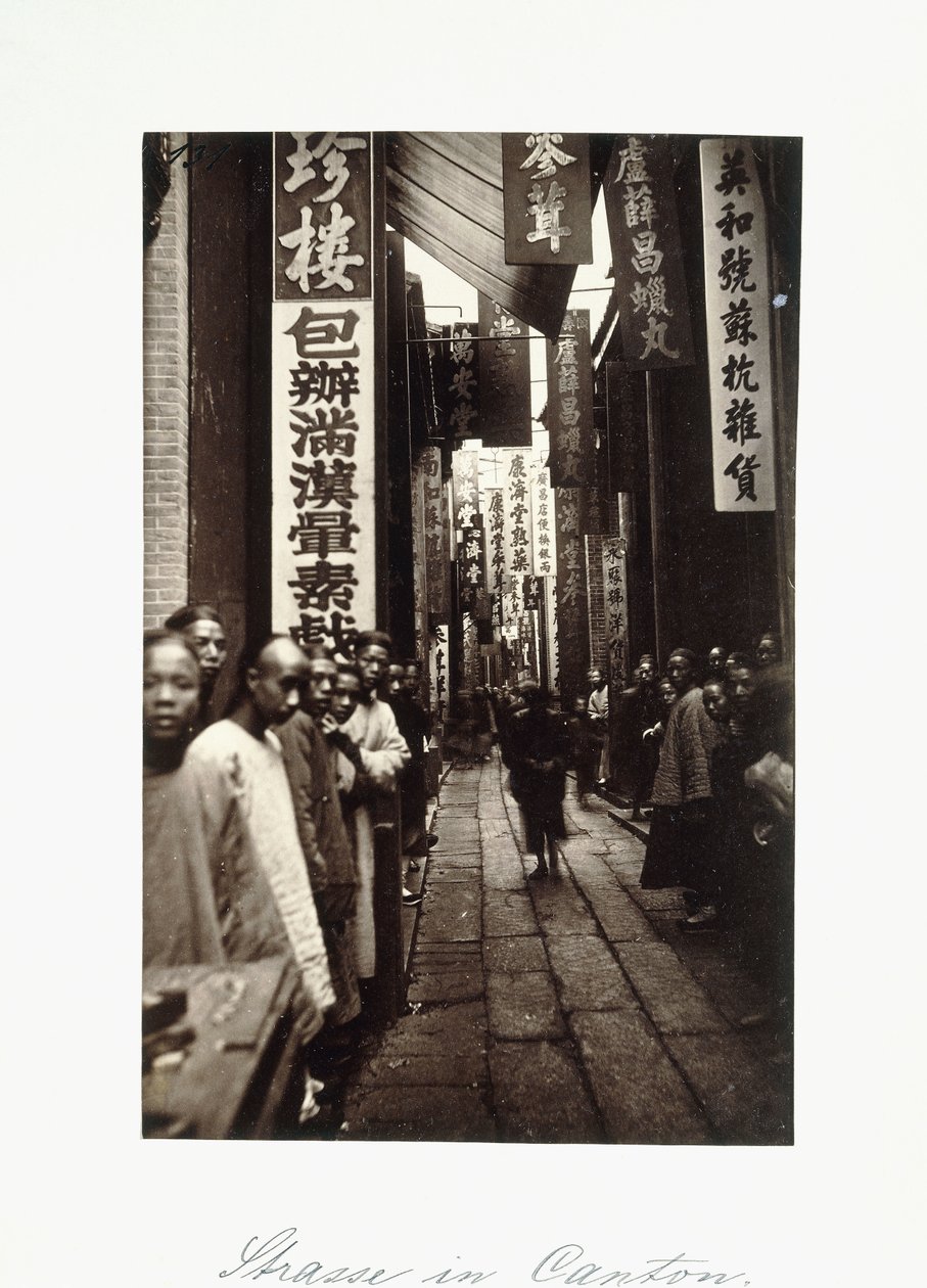 Gatescene i Canton, ca. 1870-tallet (albumtrykk) av Chinese Photographer