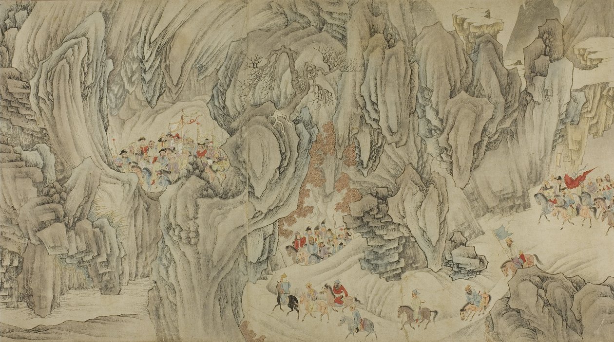 En jakt i himmelens fjell, sent Ming-tidlig Qing-dynastiet av Chinese School