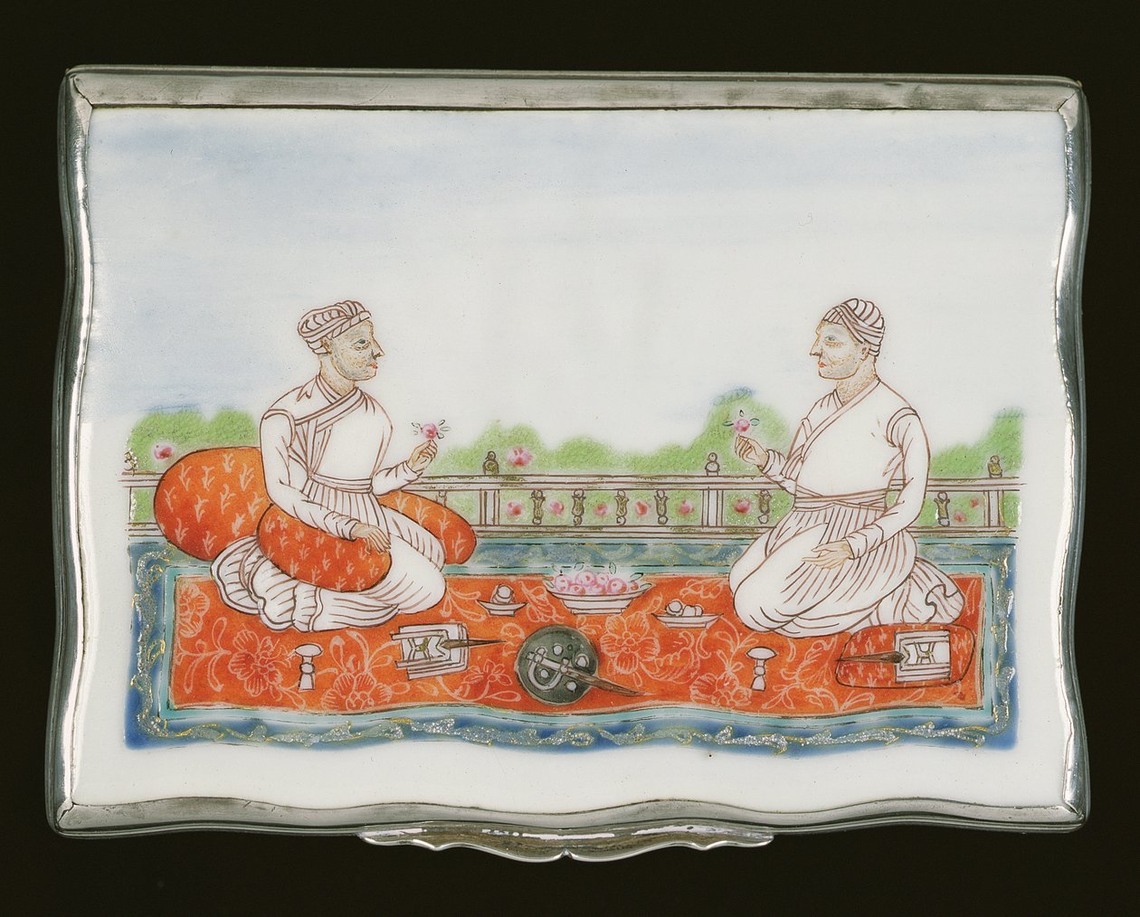 A Mughal Snuff Box, Qianlong Period (1736-95) ca. 1760 (porselen) (se også 314539) av Chinese School