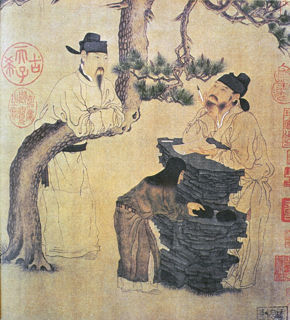 En gammel kinesisk poet, faksimile av original kinesisk rulle av Chinese School
