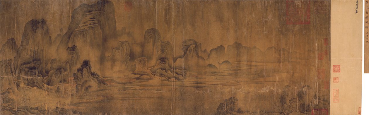 Briser langs en fjellbekk, handscroll av Chinese School
