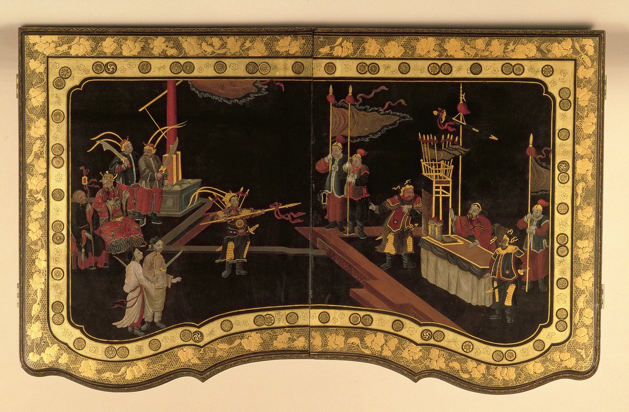 Chinese Export Dressing Bordplate c.1780 (svart lakk) (se også 220144) av Chinese School
