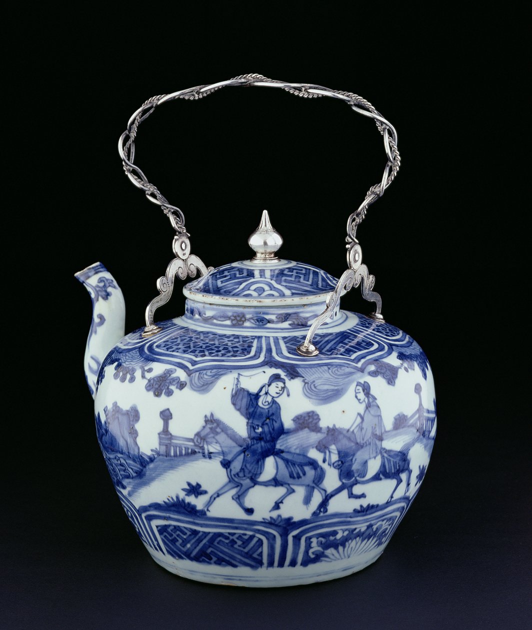 Kinesisk tekanne med europeisk håndtak, overgangsperiode, ca. 1640 (porselen med sølv) av Chinese School