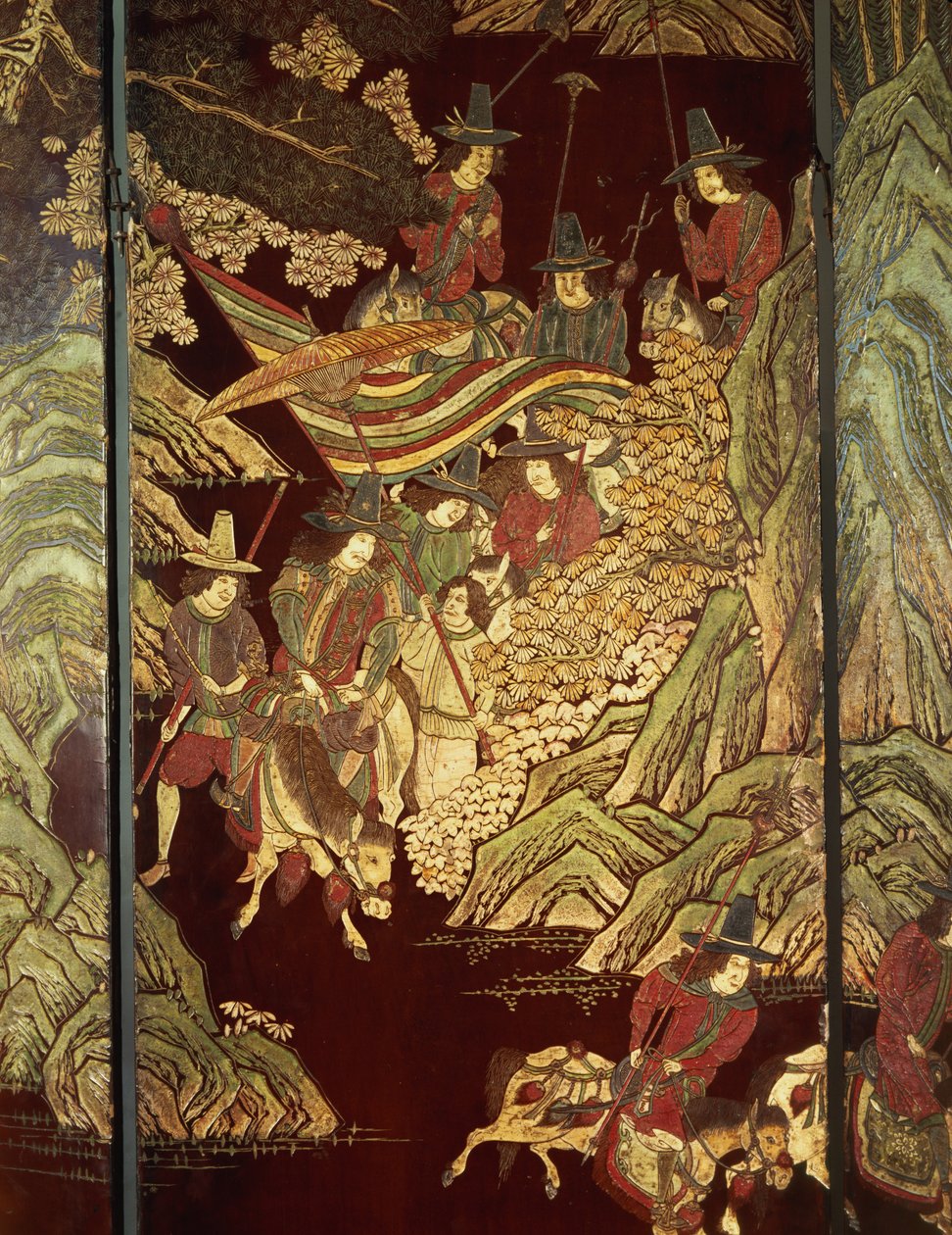 Coromandel skjerm, ca.1700 av Chinese School