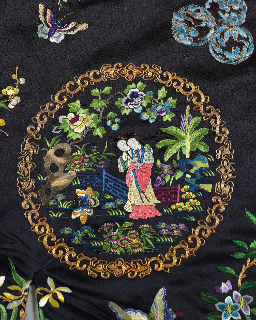 Brodert midnattsblå Haan uformell overfrakk for kvinner, waitao, 3. kvartal av 1800-tallet av Chinese School