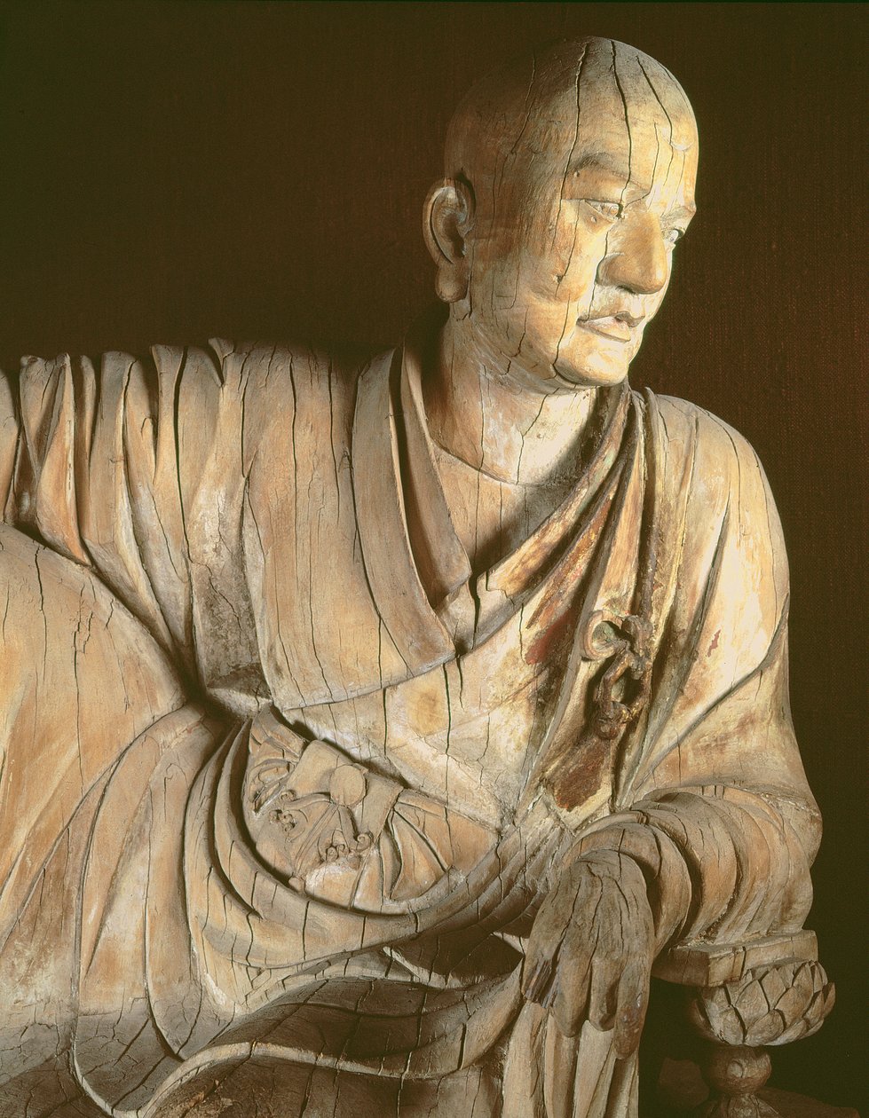 Figur av et lohan, Yuan-dynastiet (1260-1368) (tre) av Chinese School