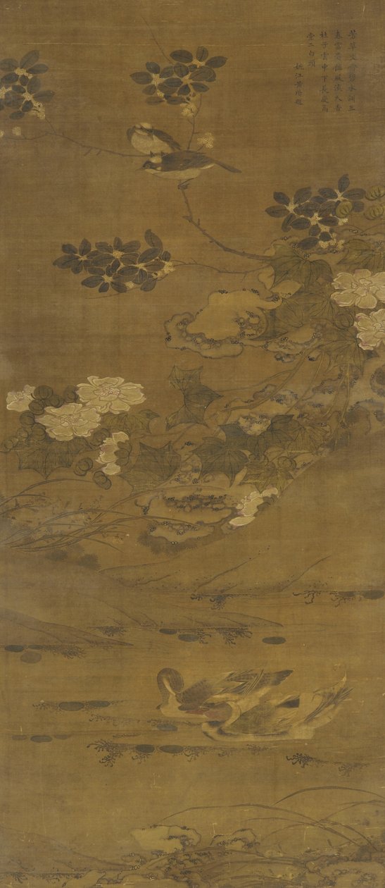 Blomster, ender og andre fugler, Ming- eller Qing-dynastiet, 1400-1700-tallet av Chinese School
