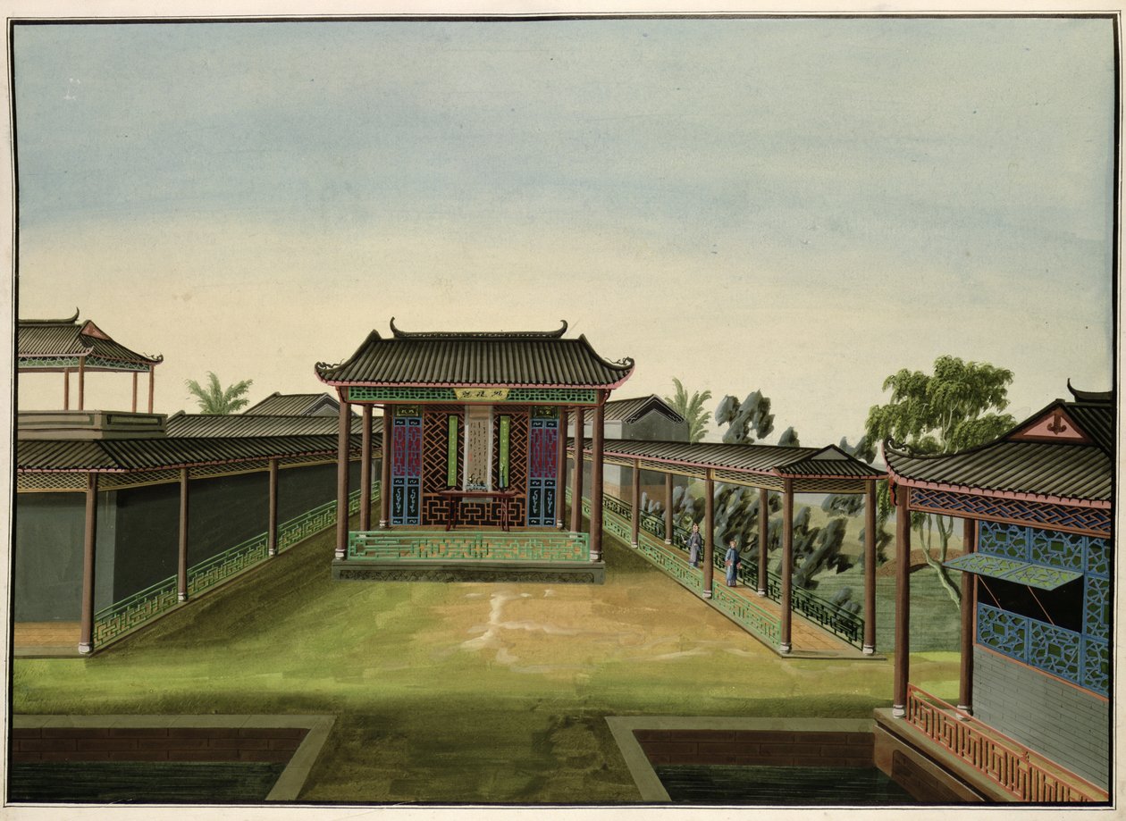 Hagescene, ca. 1820-40 (wc på papir) av Chinese School