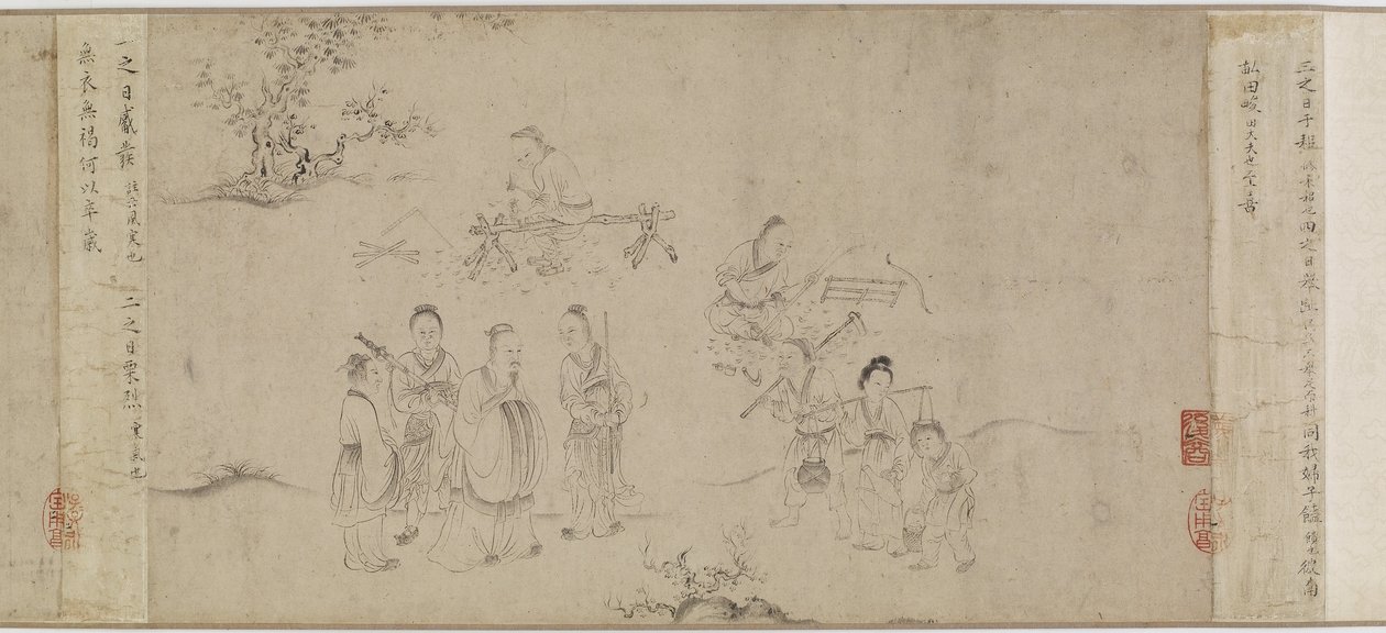 Illustrasjoner av syvende måned fra Odes of Bin, Song-dynastiet eller Yuan-dynastiet, midten av 1200- og midten av 1300-tallet (blekk på papir) av Chinese School