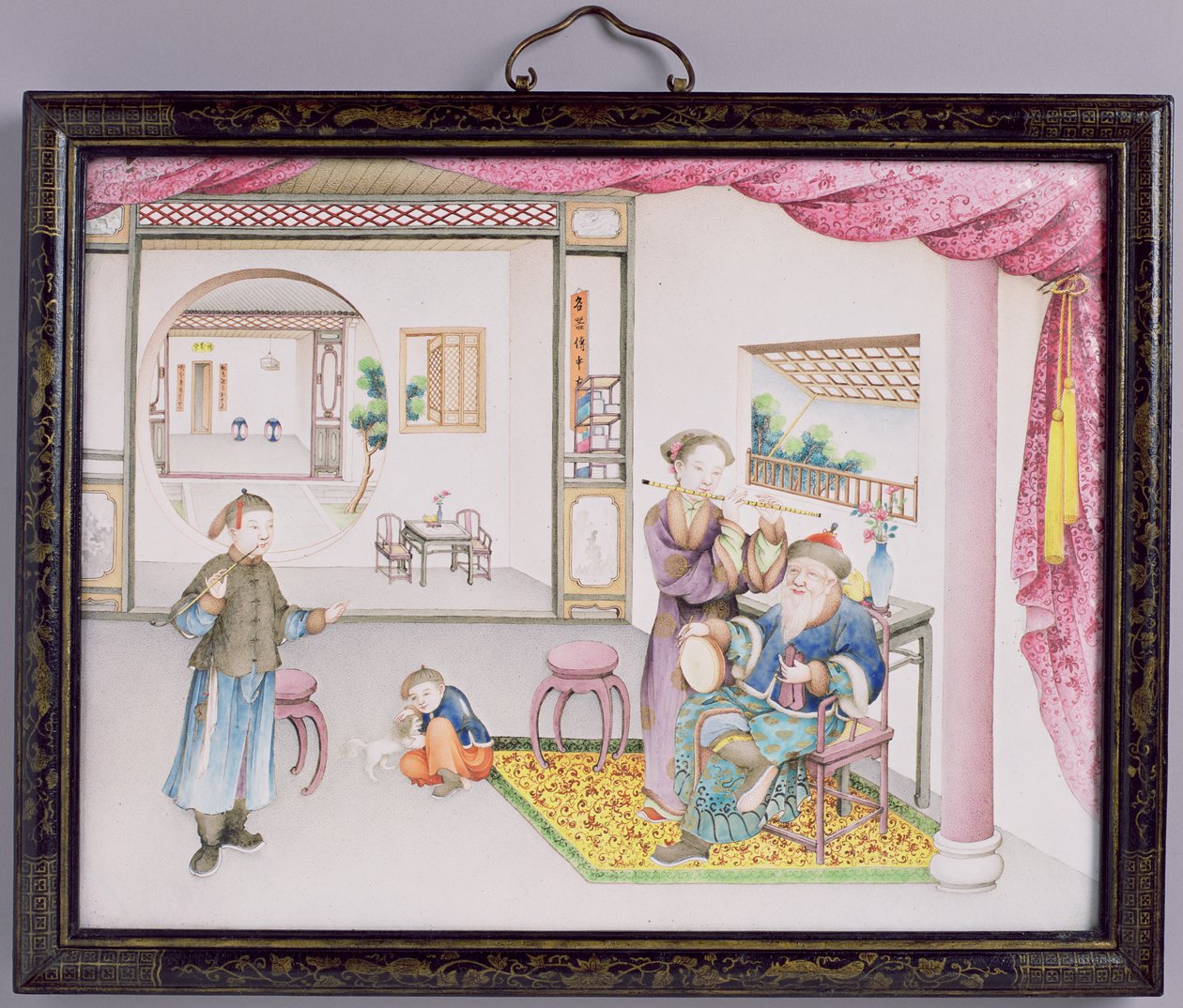 Imperial Canton panel, Qianlong periode, 1736-95 (emalje repouse) (se 207219 for par) av Chinese School
