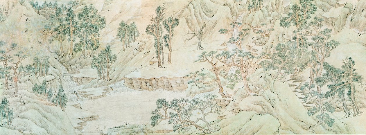 Landskap, Ming-dynastiet (penn- og blekkvask på papir) av Chinese School