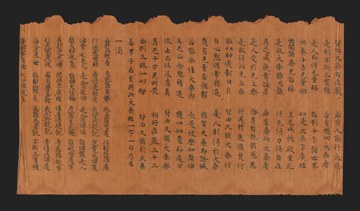 Manuskript av Sutraen på høytidelig Oppnåelse av Buddhaskap (Datong fangguang chanhui miezui zhuangyan chengfo jing), 7.-8. århundre (blekk på morbærfiberpapir) av Chinese School