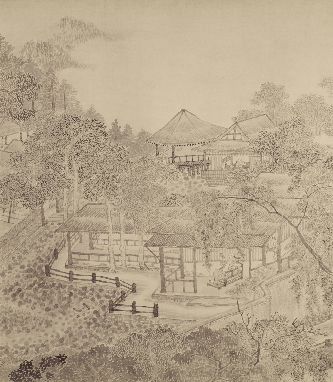 Passing the Summer at the Thatched Hall of the Inkwell (blekk på papir) av Chinese School