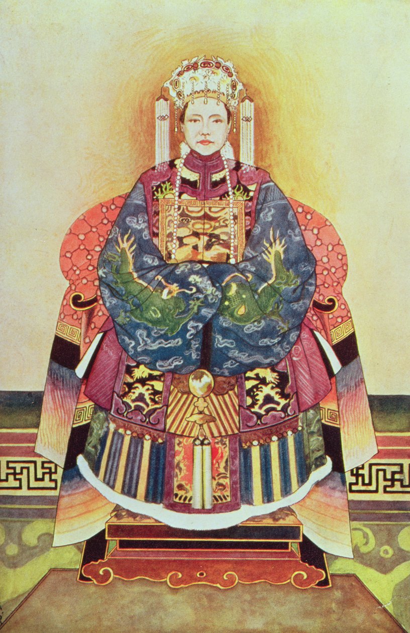 Portrett av Tzu Hsi, enkekeiserinne (1835-1908) av Chinese School