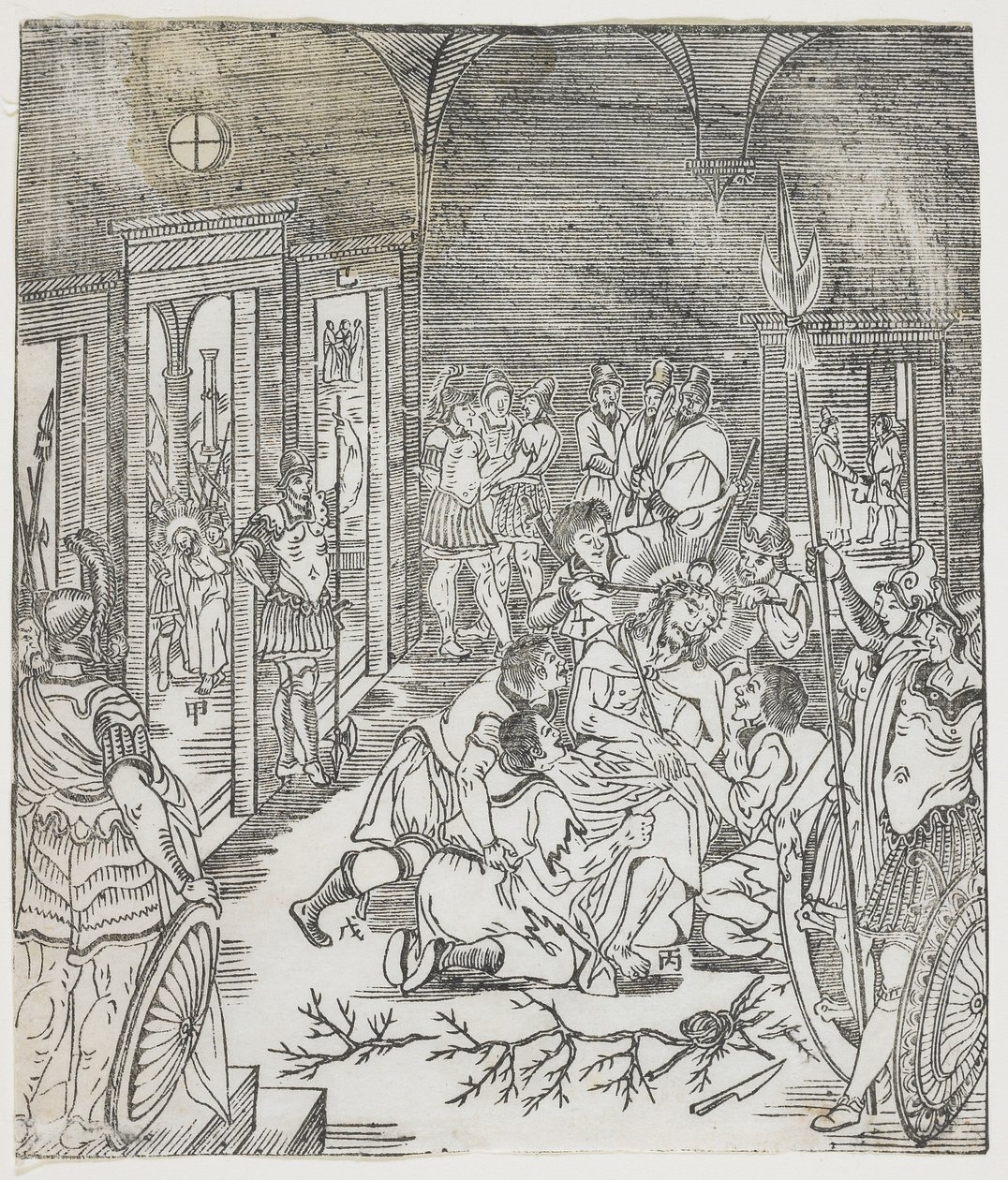 The Mocking of Christ, 1637 (treblokktrykk) av Chinese School
