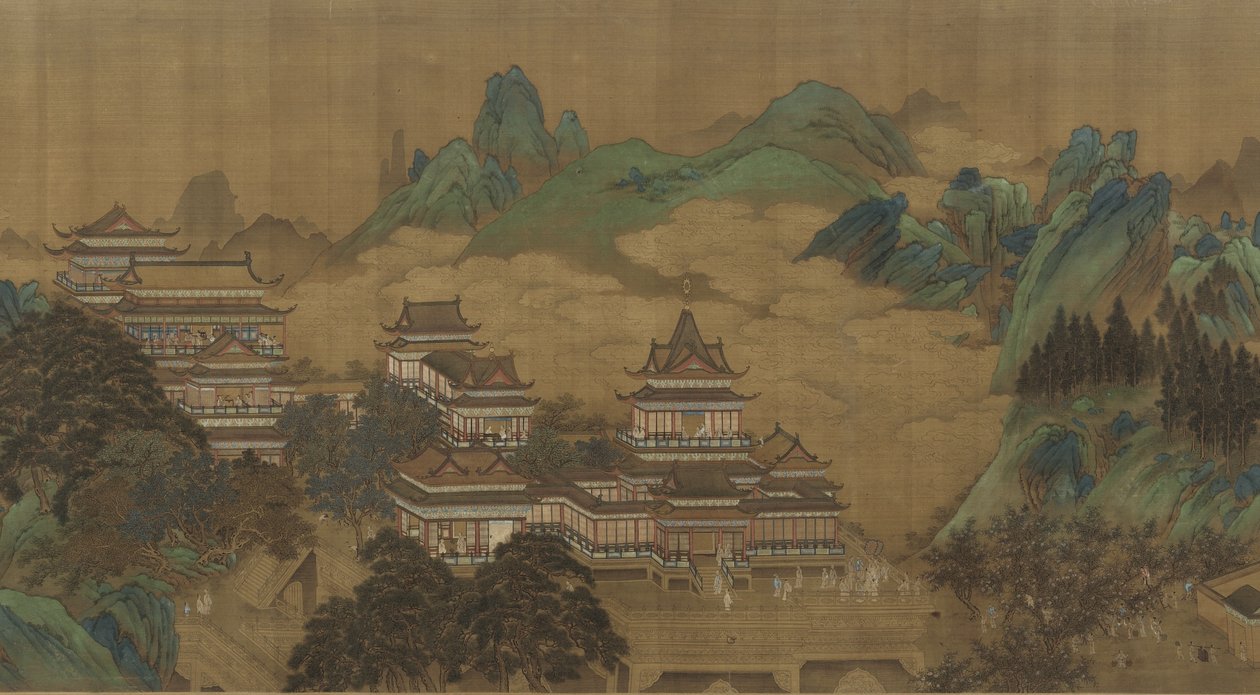 Ferskenfestivalen til dronningens mor av vesten, Ming- eller Qing-dynastiet, 1600-1700-tallet av Chinese School