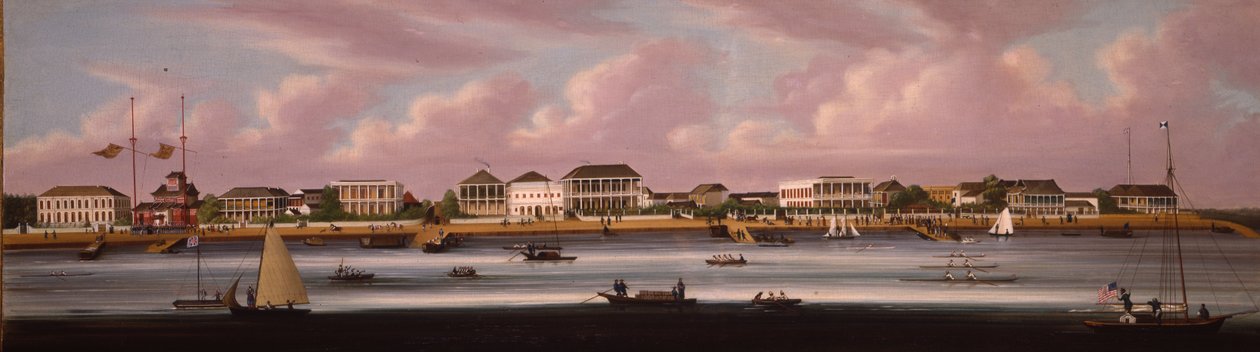 Shanghai-regattaen med utsikt over Bund, ca. 1850 av Chinese School