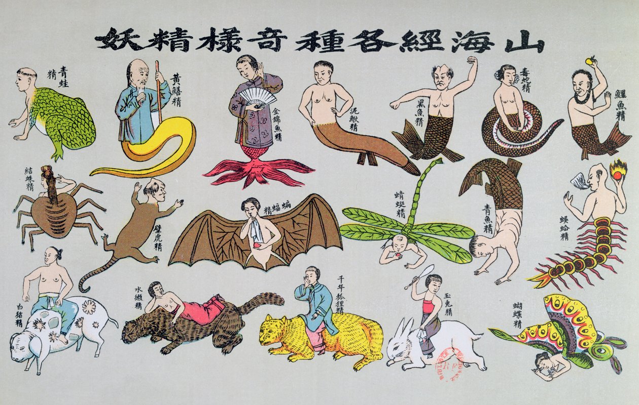 Ulike reinkarnasjoner av sjelen i dyreformer, gjengitt i Recherche sur les superstitions en Chine av far Henri Dore og utgitt i 1911 av Chinese School