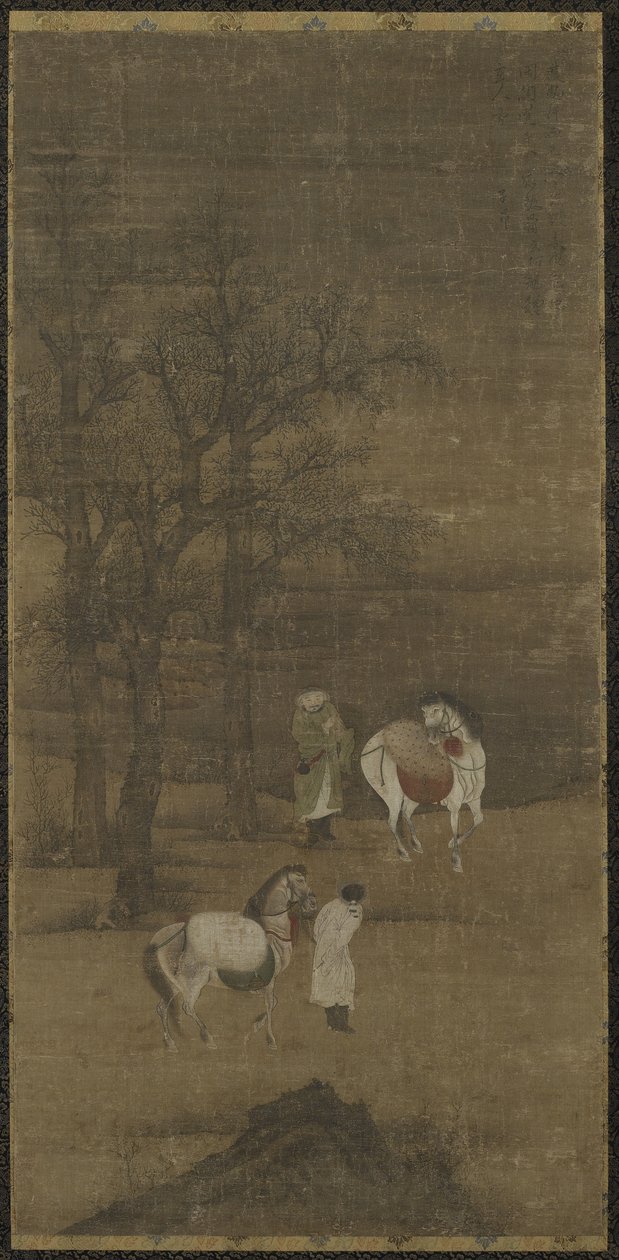 Vinterlandskap med hester og brudgom, Ming- eller Qing-dynastiet av Chinese School