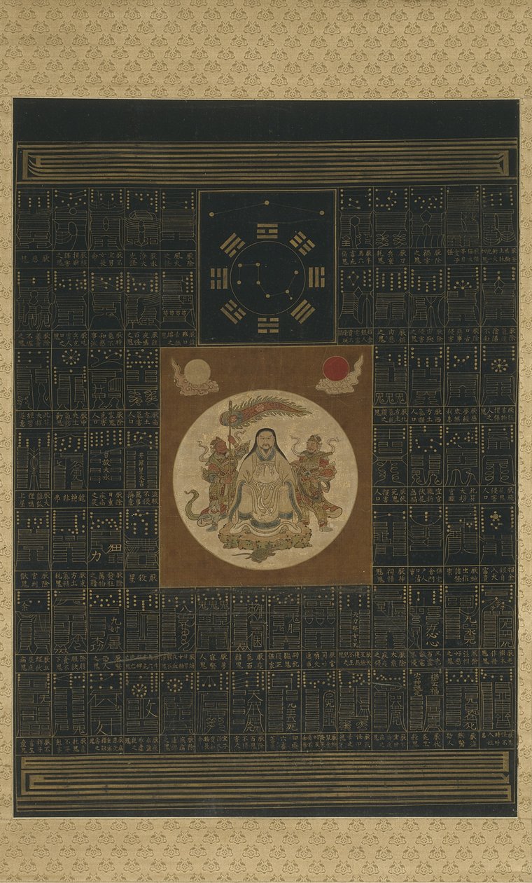 Zhenwu med de åtte trigrammene, Northern Dipper og talismaner, Qing-dynastiet av Chinese School