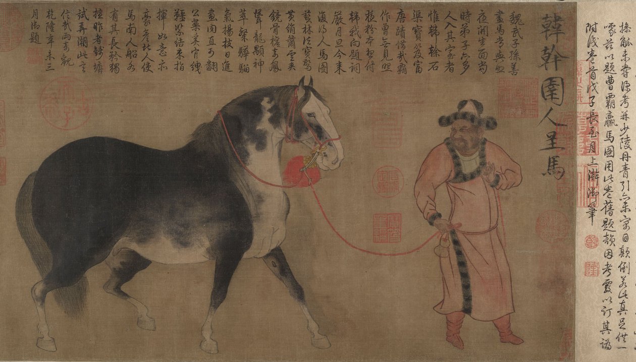 Hingst med brudgom, handscroll av Chinese School Chinese School