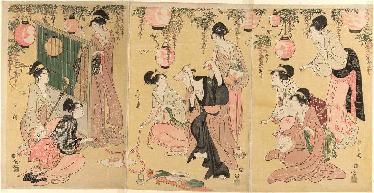 En parodi på Yuranosuke Member Tee P Wear Sleigh Quar Hands (sammenlignet Yuranosuke Yukiyo) av Chobunsai Eishi