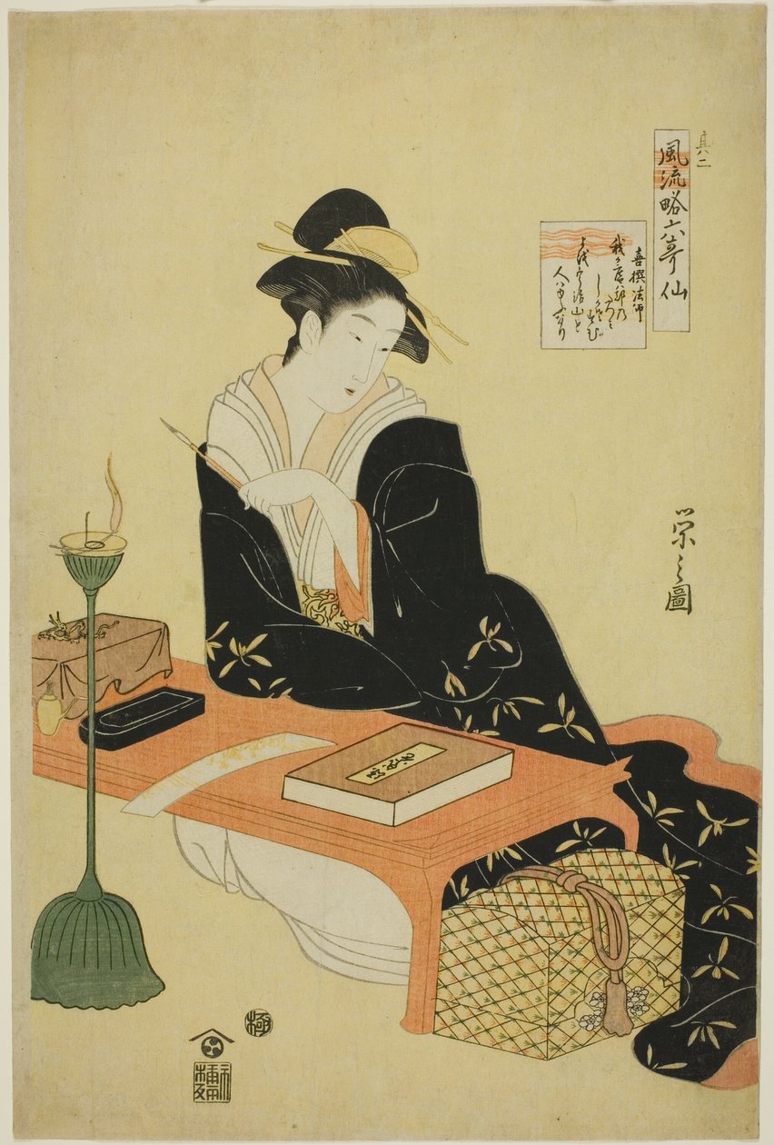 En elegant parodi på de seks poetiske udødelige (Furyu yatsushi rokkasen): The Priest Kisen av Chobunsai Eishi