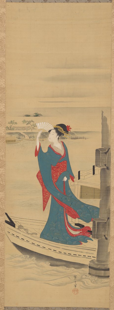 Skjønnhet i en båt på Sumida-elven av Chobunsai Eishi