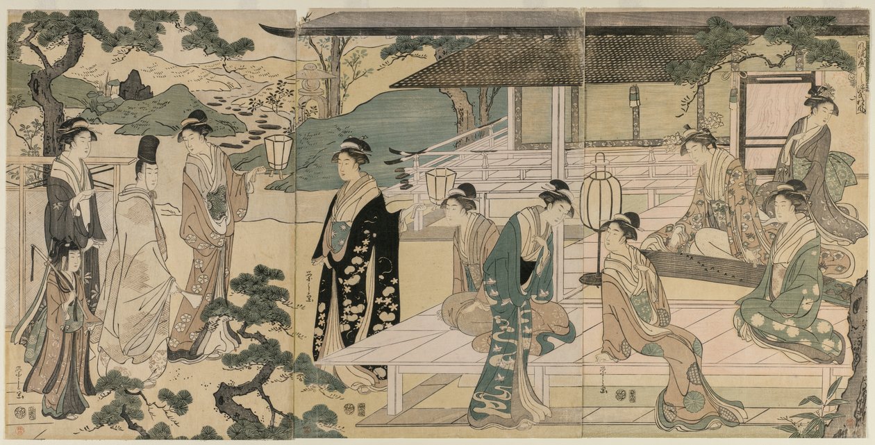 The Matsukaze Chapter of the Tale of Genji (fra serien The Tale of Genji in Elegant Modern Dress) av Chobunsai Eishi