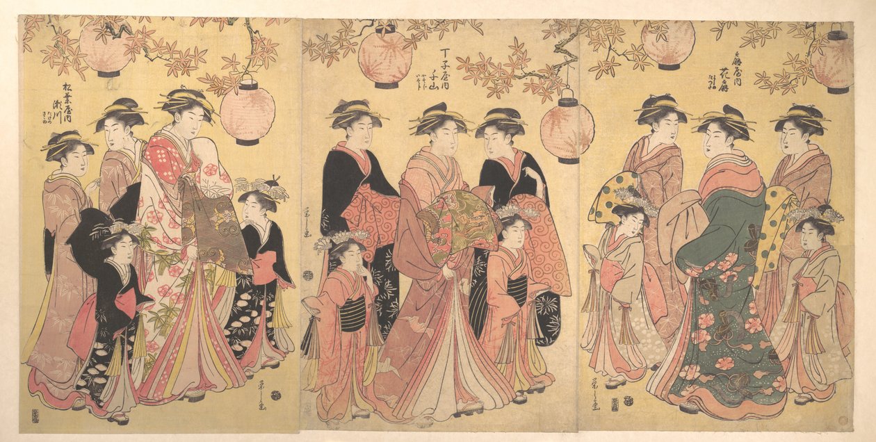 Yoshiwara-paraden om høsten av Chobunsai Eishi