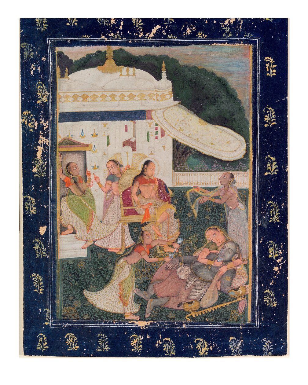 Besvimelse ved synet av den vakre Kamakandala, ca. 1785 (ugjennomsiktig wc og gull på papir) av Chokha