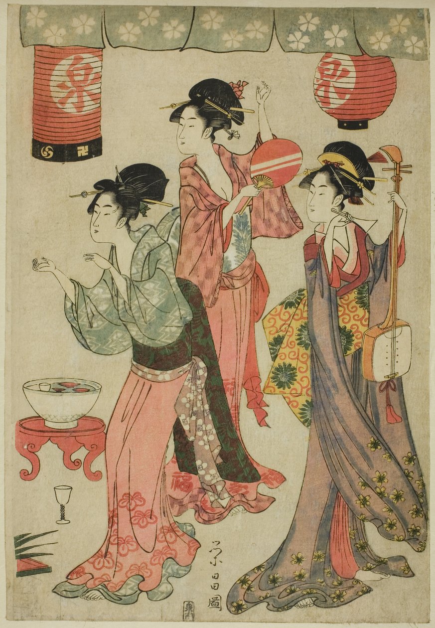 Festivity at a teahouse, from a parody of Chushingura   1282433   no       norwegian Successfully Translated  Original: Interieur met figuren bij open haard De Winter. (series title) Wintertaferelen (series title) Translat: Interieur met figuren bij open h av Chokosai Eisho